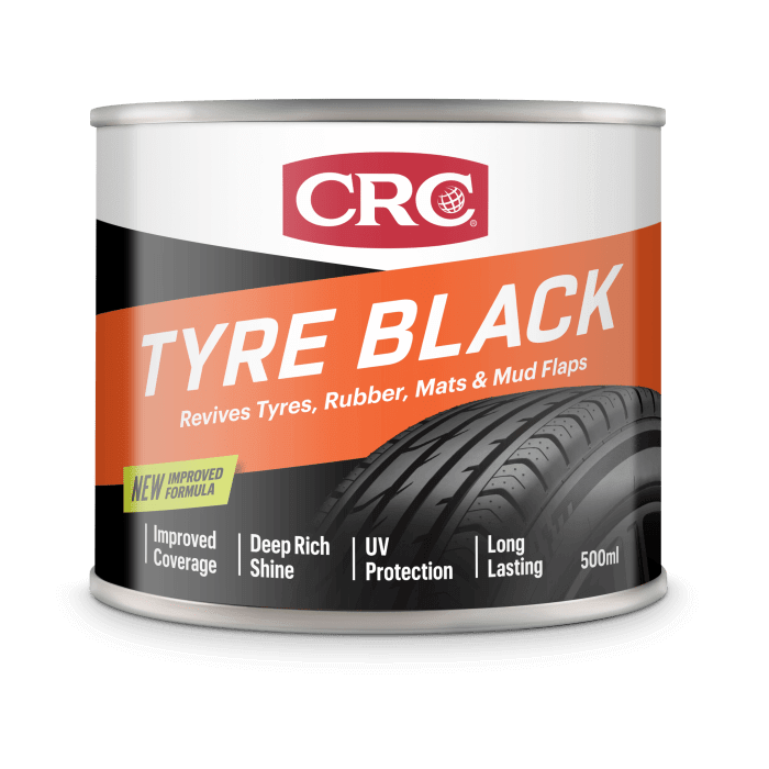 CRC Tyre Black Can 500ml 9102 - revives tyres, rubber, mats & mud flaps with improved coverage and UV protection.