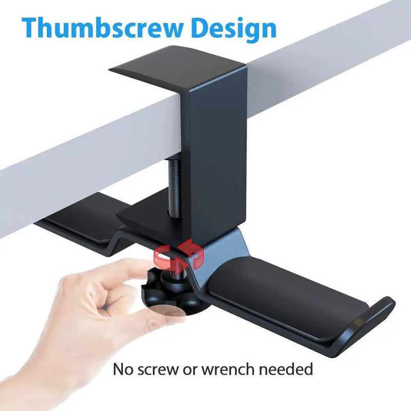 Dual Rotatable Headphone Stand Hanger Under Desk Headset Hook Holder by salelink.co.nz