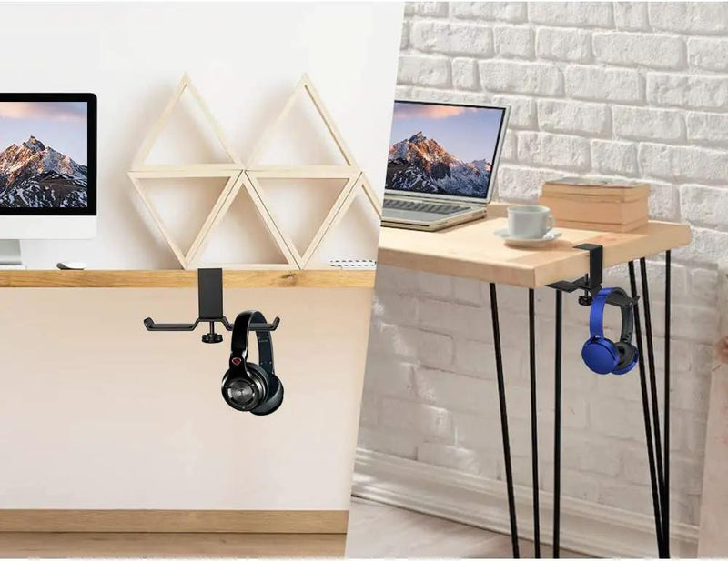 Dual Rotatable Headphone Stand Hanger Under Desk Headset Hook Holder by salelink.co.nz