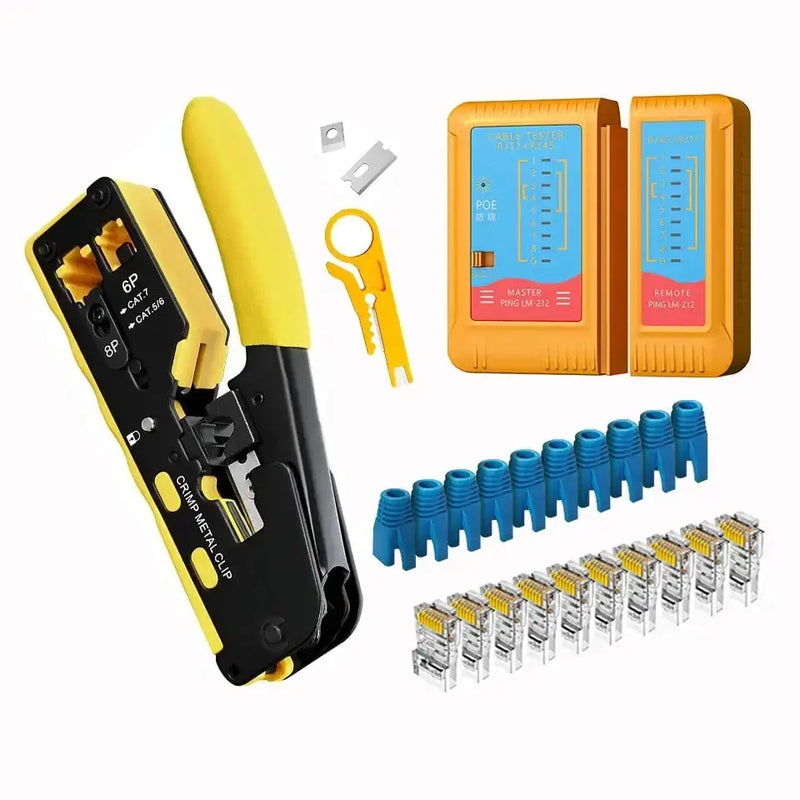 Crimping & Stripping Tool with 8P/6P Ethernet Connectors (different colours available) by Habicare