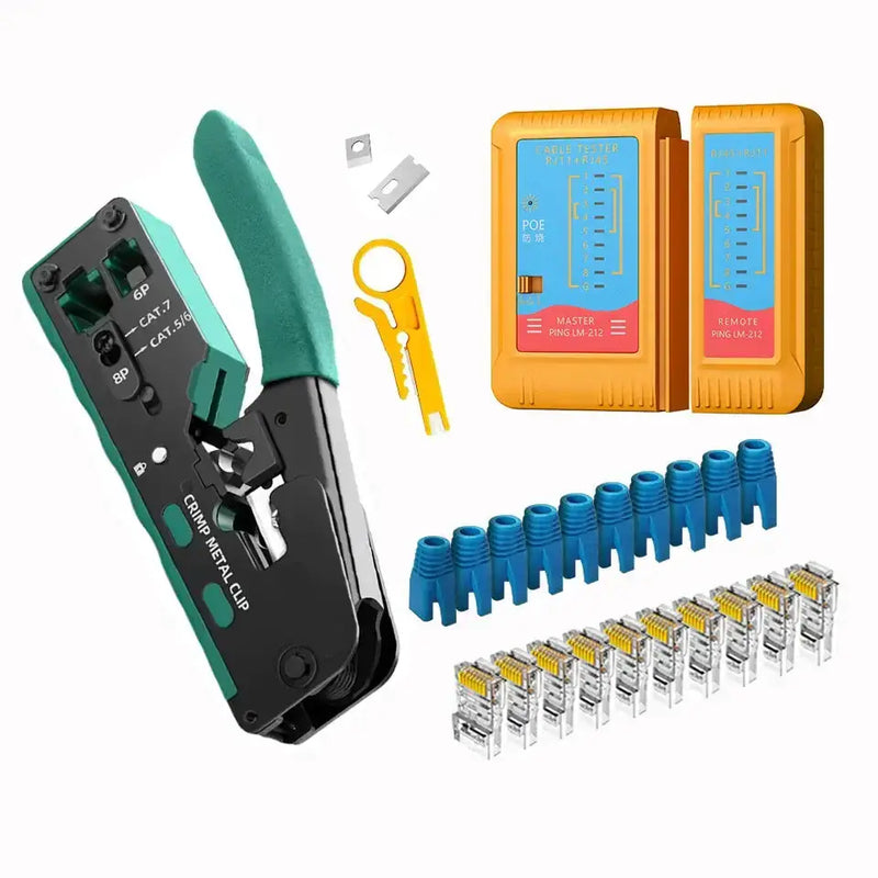 Crimping & Stripping Tool with 8P/6P Ethernet Connectors (different colours available) by Habicare
