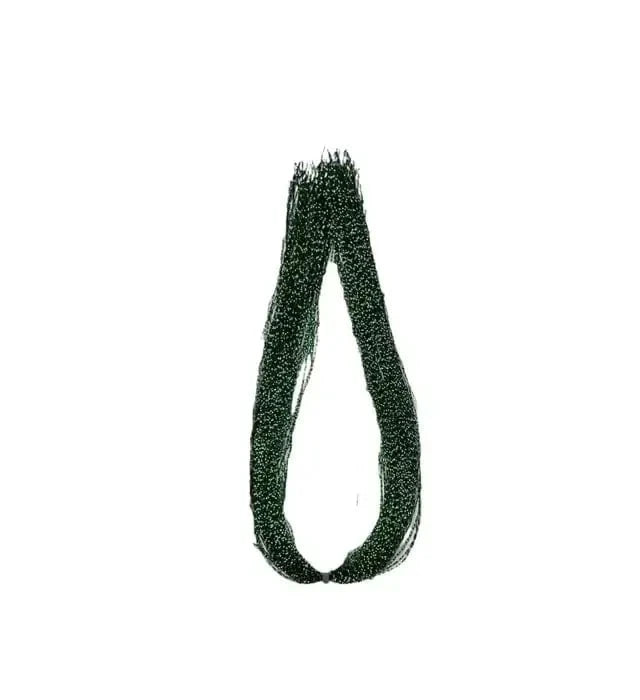 Crystal Flash Tying Material in green color, ideal for adding flash to fishing hooks in low light conditions.