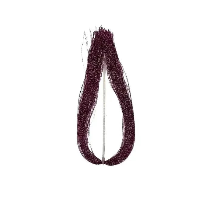 Crystal Flash Tying Material in dark purple strands for fishing lures, ideal for low light conditions.