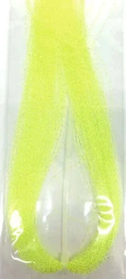 Crystal Flash Tying Material in bright yellow color, perfect for enhancing fishing lure visibility.