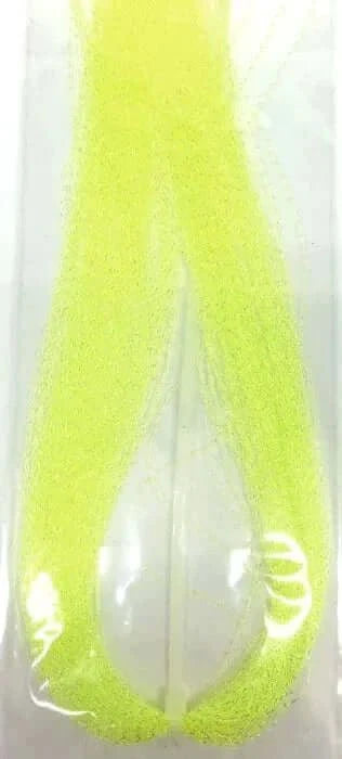 Crystal Flash Tying Material in bright yellow color, perfect for enhancing fishing lure visibility.