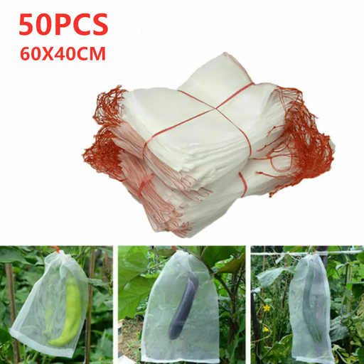 50PC 60X40cm griculture Garden Fruit Vegetable Protection Exclusion Mesh Net Bags by salelink.co.nz