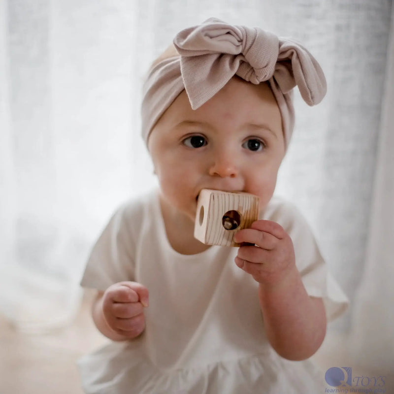 Wooden Cube Rattle - QToys | Wooden Toy NZ by Curious Moonbeam