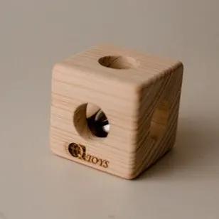 Wooden Cube Rattle - QToys | Wooden Toy NZ by Curious Moonbeam