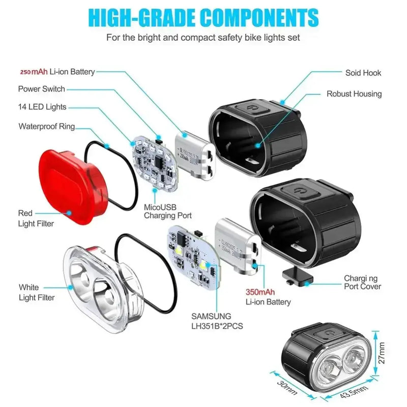 Bicycle Light Set (Front & Rear) by Habicare