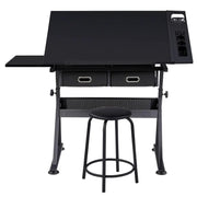 Drafting Table/Stool Set with Adjustable Table Angles & Heights All-in-One by Yaheetech