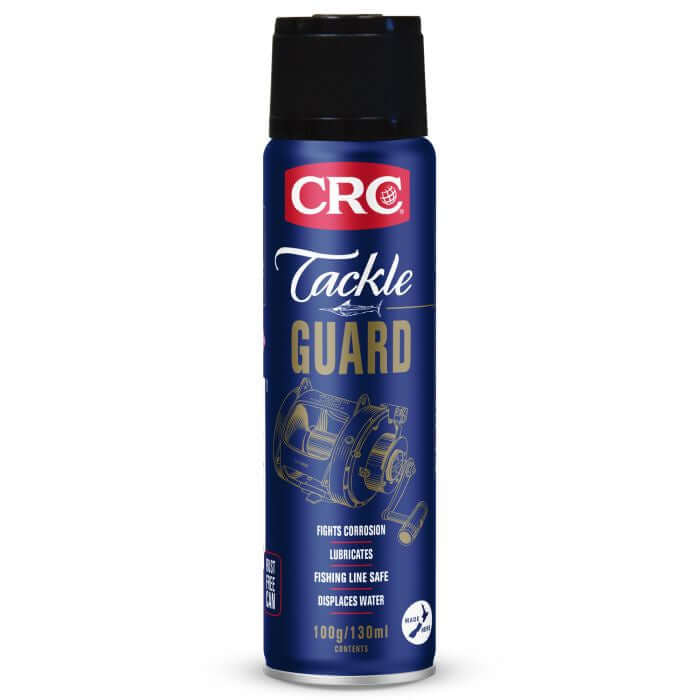 CRC Tackle Guard 130ml spray bottle designed to prevent corrosion and protect fishing tackle during storage.