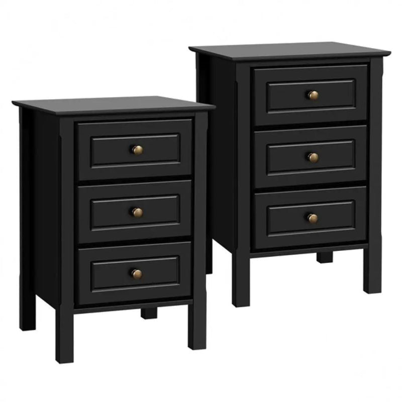 2x Side Table Nightstand End Table 3-drawer Side Table by Yaheetech