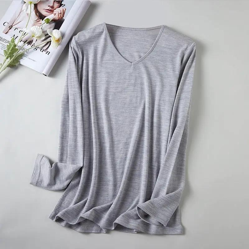 Women's V-Neck Merino Wool Thermal Base Layer - Slim Fit Long Sleeve | Winter Layering by Mead's Supply & Equipment Outfitters limited