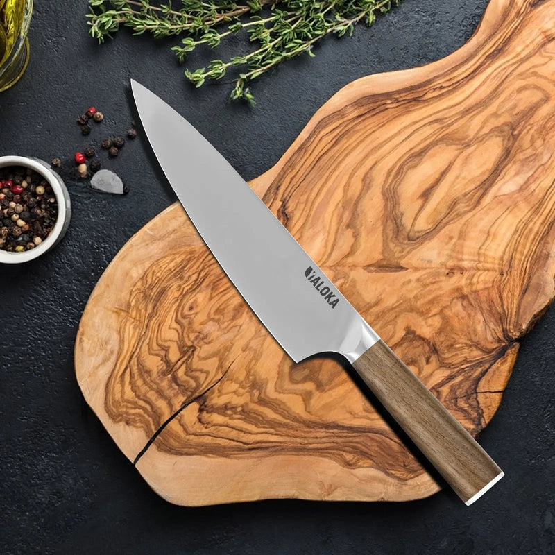 Chef Knife - 8-Inch Professional Japanese Kitchen Knife, Ultra Sharp Gyuto Knife Full Tang Ergonomic Natural Wood Handle, Cooking Knife With Gift Box - 8Inch Chef Knife by China Dropship