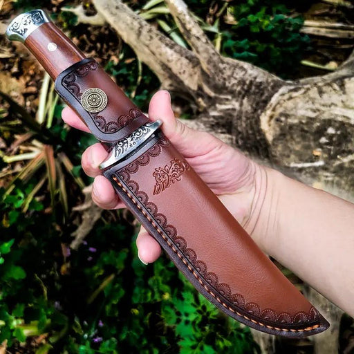Fruit Camping Handle Meat Cleaver Damascus Steel Outdoor High-hardness Survival Knife Damascus Free Leather Case by China Dropship