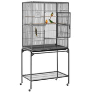 63’’H Large Parrot Cage w/ Stand Rolling Metal Pet Cage by Yaheetech