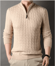 Men's Solid Color Half Zip Thick Sweater Warm Knit Pullover by Action Outdoors Limited