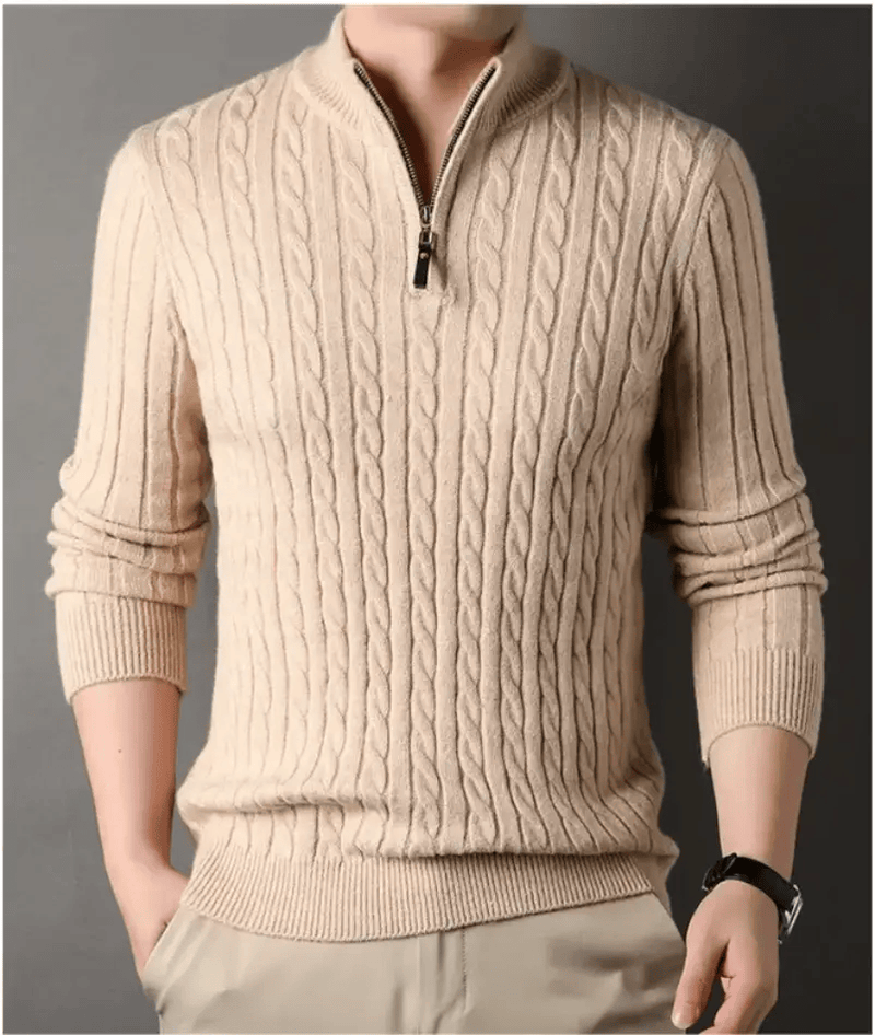Men's Solid Color Half Zip Thick Sweater Warm Knit Pullover by Action Outdoors Limited