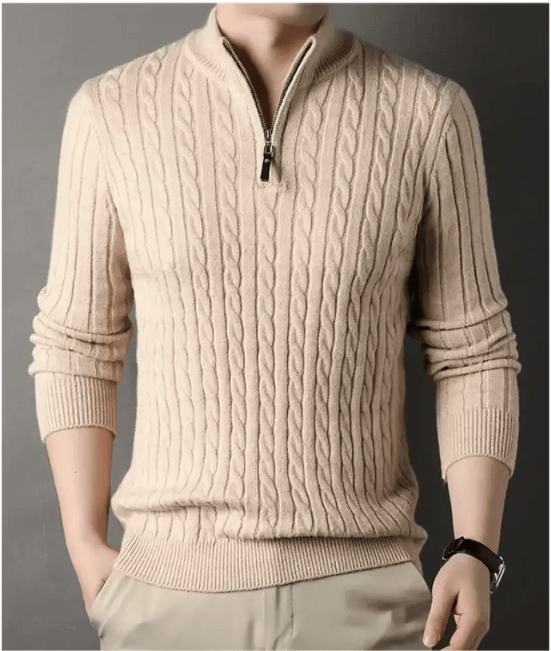 Men's Solid Color Half Zip Thick Sweater Warm Knit Pullover by Action Outdoors Limited