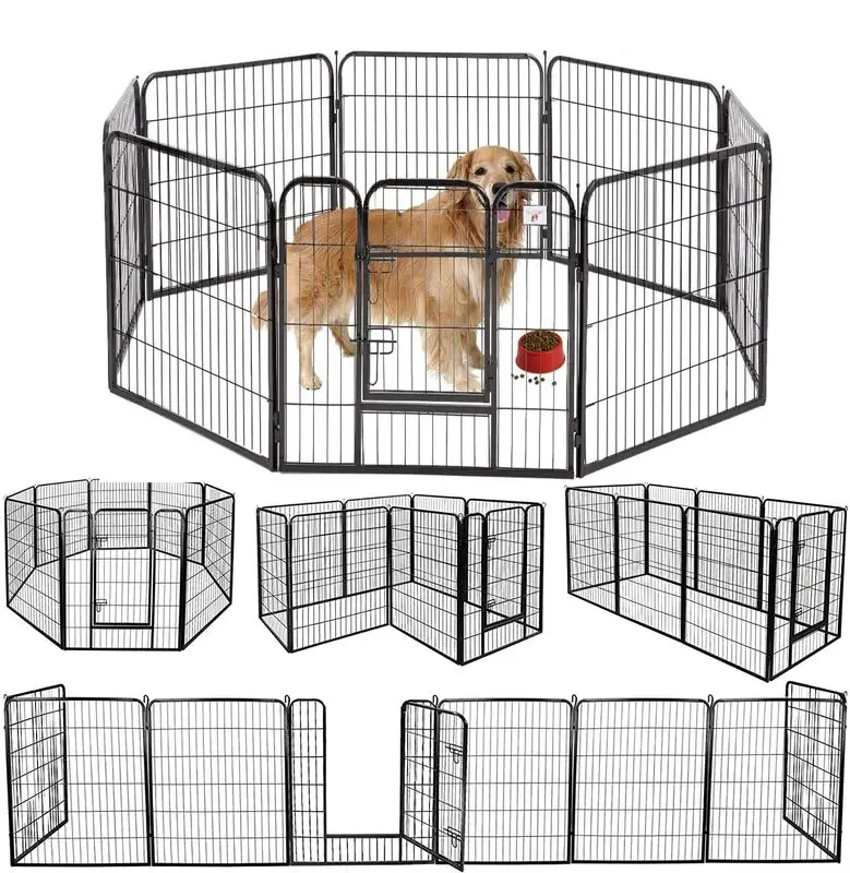 8 Panel Pet Playpen Dog Exercise Pen Fence Metal Exercise Barrier 100cm by salelink.co.nz