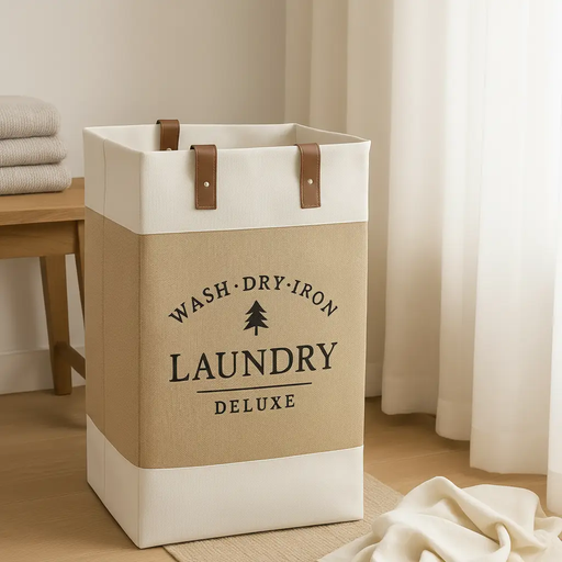 Frankly Cotton Laundry Deluxe Hamper with Handles by Nest & Stem Homewares