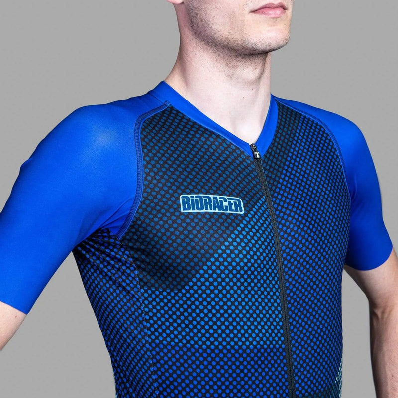 Euro Cycling NZ Clothing Bioracer Spitfire Jersey SS Blue Blitzz Bioracer Spitfire Short Sleeve Cycling Jersey Blue