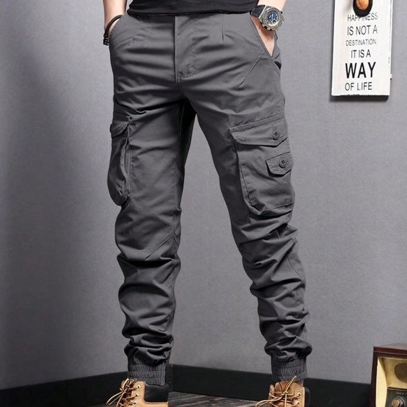 Men's Cotton Cargo Pants With Breathable Fabric And Multiple Pockets For Hiking