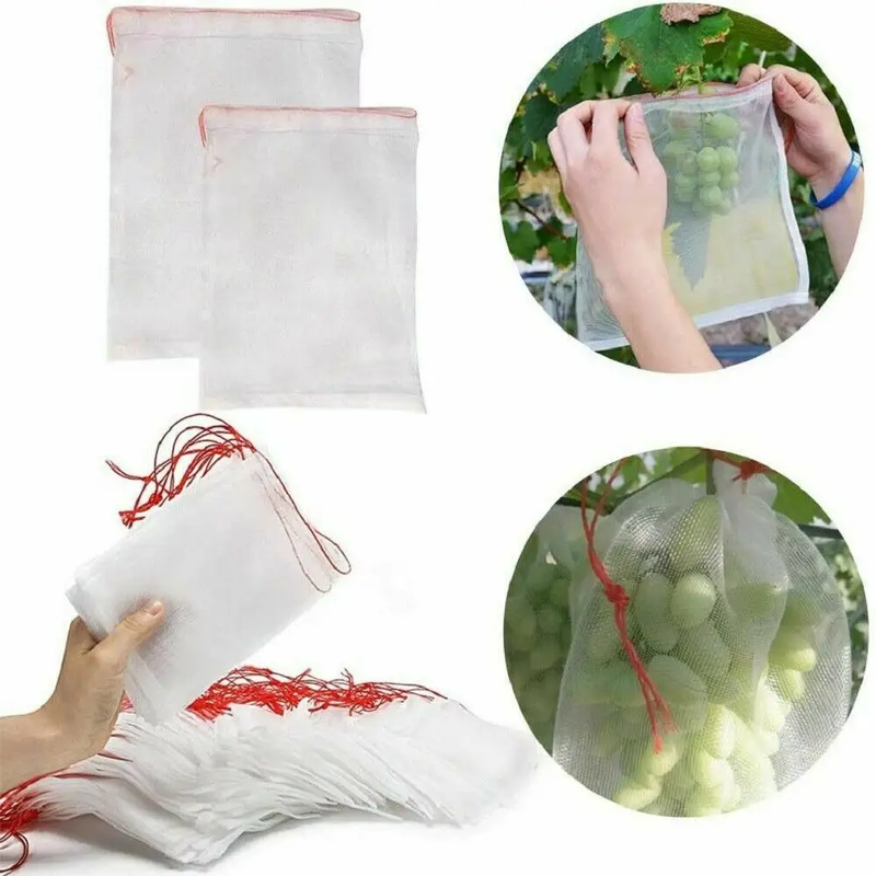 100pcs 45x30cm Agriculture Garden Fruit Vegetable Protection Exclusion Mesh Net Bags by salelink.co.nz
