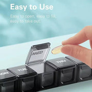 9eight5 Tools & Models Daily Pill Box (Black) Seven Day Pill Box Weekly Organizer Portable
