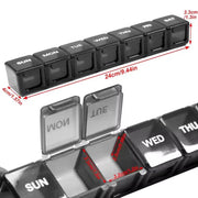 9eight5 Tools & Models Daily Pill Box (Black) Seven Day Pill Box Weekly Organizer Portable