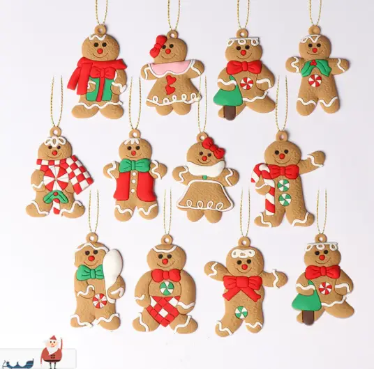 12PCS Christmas Tree Decorations Gingerbread Man Ornaments by salelink.co.nz