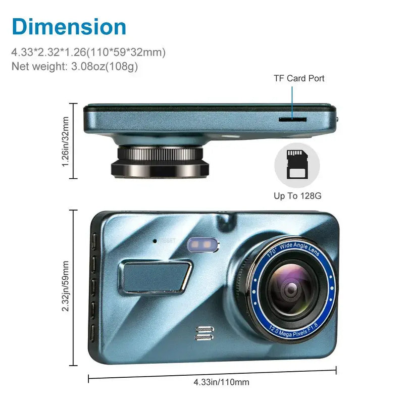 Dash Cam (Full HD - Front & Rear) by Habicare