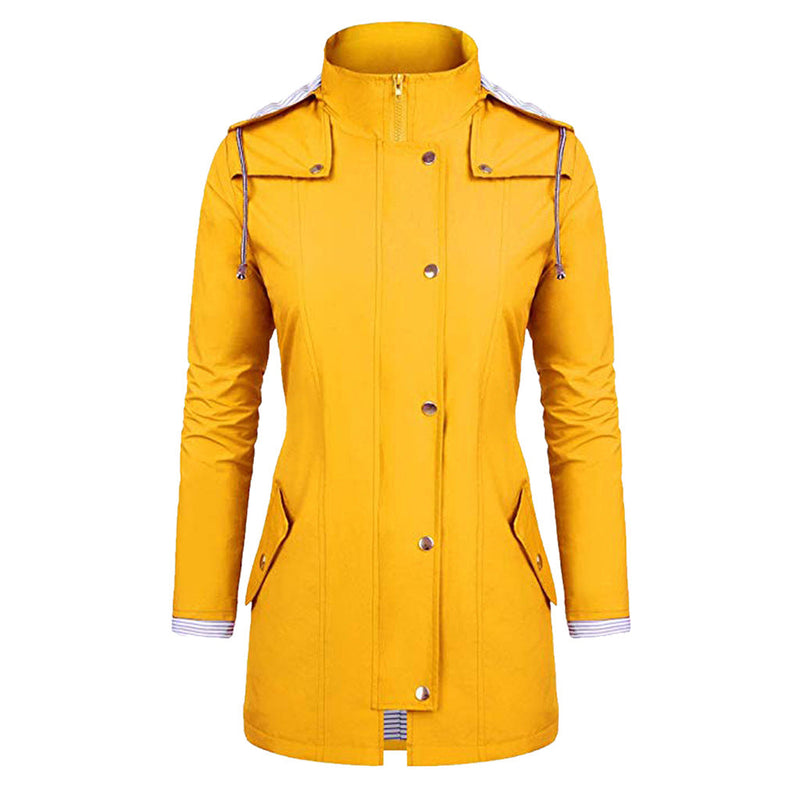 Womens Lightweight Waterproof Rain Jacket With Packable Hooded Shell