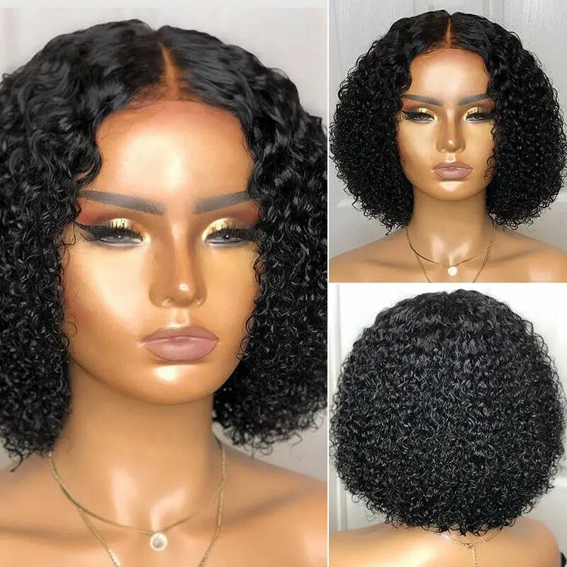 Curly Wavy Short Wigs Dark Black Ladies Synthetic Costume Hair by dealonline.co.nz