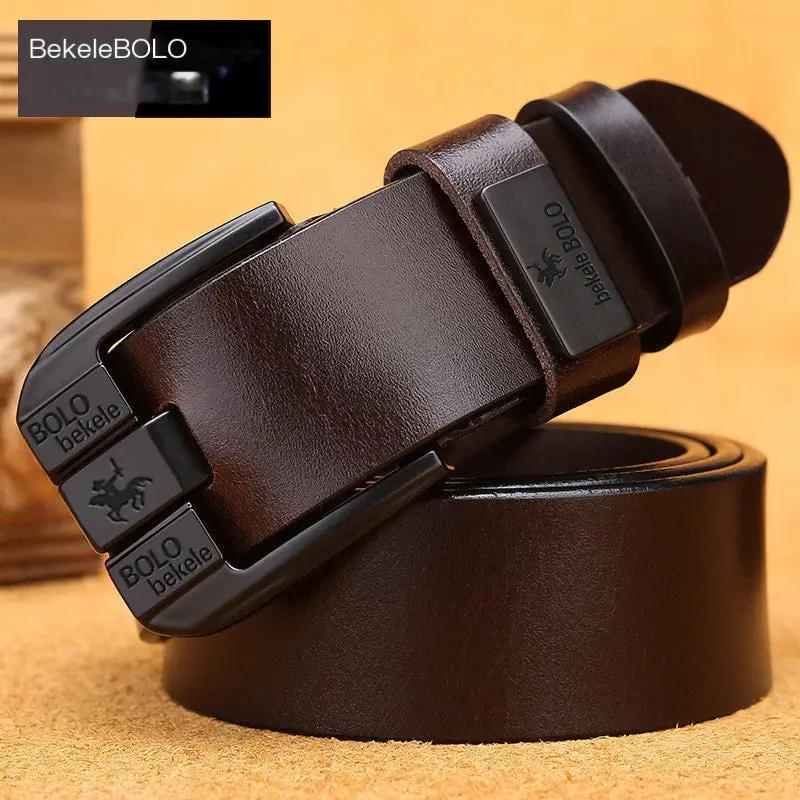 BekeleBOLO Genuine Cowhide Leather Belt — Split-Bar Alloy Buckle | Men's by Mead's Supply & Equipment Outfitters limited