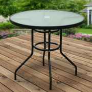 80CM Quality Tempered Glass Round Garden Table by dealonline.co.nz