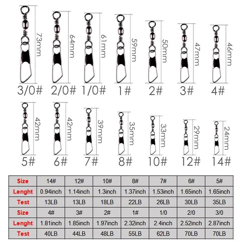 Decoro HOOKS Bulk Barrel Swivel Black 1/0 + Interlock Snap 100pk