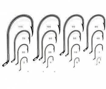 Bulk Live Bait Hook 12/0  25pcs image showcasing various hook sizes including 12/0 for fishing.