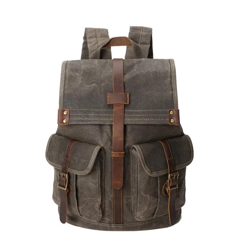 Men's Waxed Canvas Backpack — Vintage Leather Trim Waterproof | Travel & Hiking by Mead's Supply & Equipment Outfitters limited