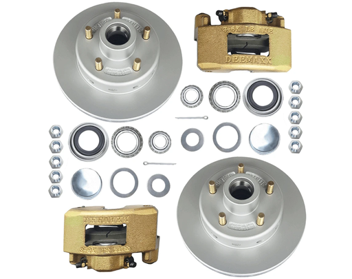 DMX D/B hub kit + gold calps 1500KG 5X41/2 components including bearings and hardware.