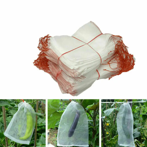 100pcs 45x30cm Agriculture Garden Fruit Vegetable Protection Exclusion Mesh Net Bags by salelink.co.nz