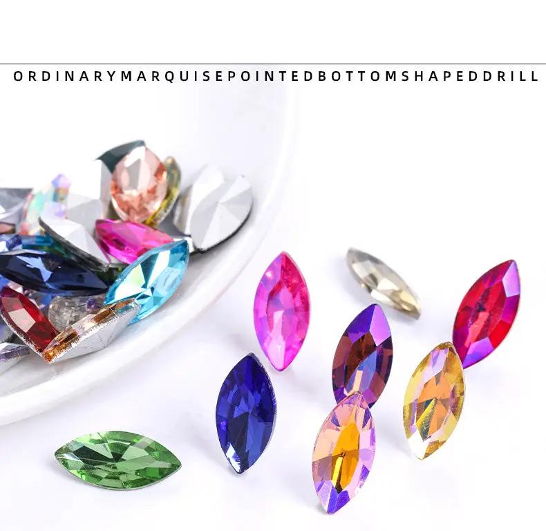 Irregular Glass Crystal Rhinestones Marquise-Shaped Jewelry Embelishment with Plated Back for Craft Decor Jewelry Making by Resin Art NZ