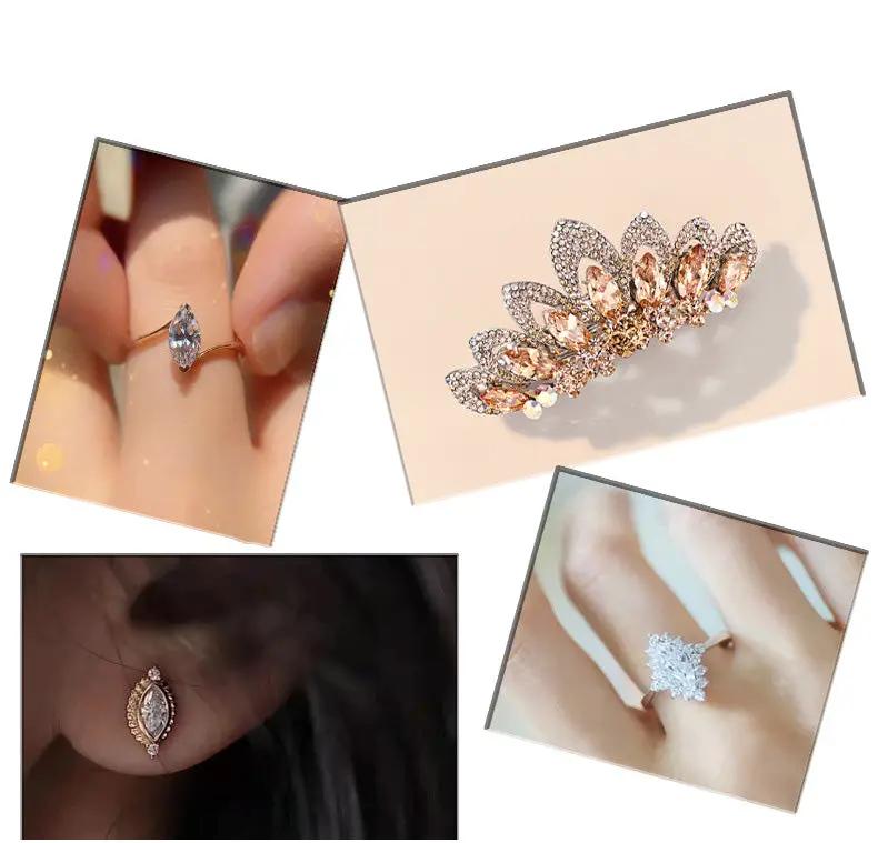 Irregular Glass Crystal Rhinestones Marquise-Shaped Jewelry Embelishment with Plated Back for Craft Decor Jewelry Making by Resin Art NZ