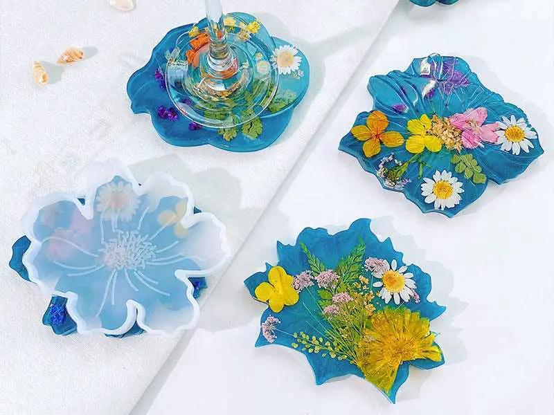 Coaster Moulds - Flowers (4pcs pack) by Resin Art NZ