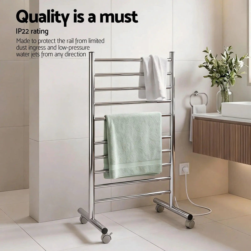 SportZone.co.nz Home & Garden > Bathroom Accessories > Towel Racks & Holders Devanti 10-Bar Freestanding Heated Towel Rail 3-5 Mins Fast Heating Electric Towel Warmer for Bathroom Winter Drying Stainless Steel Plug In 100W Devanti 10-Bar Freestanding Heated Towel Rail 3-5 Mins Fast Heating Electric Towel Warmer for Bathroom Winter Drying Stainless Steel Plug In 100W