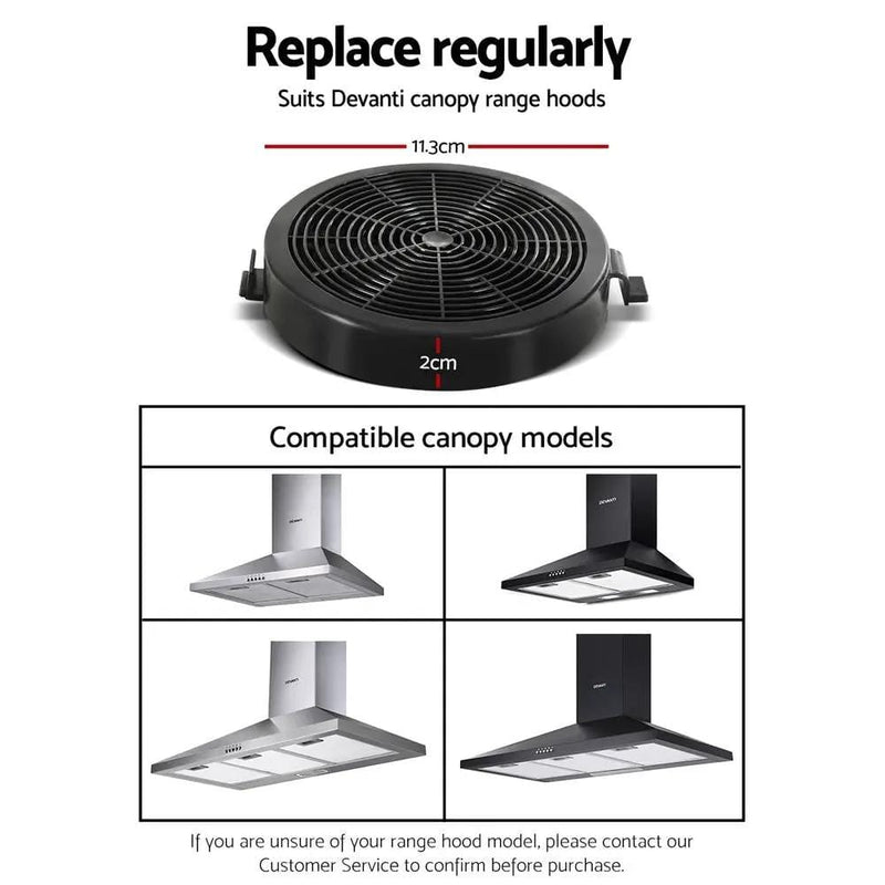 SportZone.co.nz Appliances > Kitchen Appliances > Cooking Ranges Devanti 11cm Range Hood Carbon Charcoal Filters Replacement X2 Devanti 11cm Range Hood Carbon Charcoal Filters Replacement X2