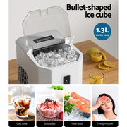 Devanti 12kg Ice Maker Machine Portable Ice Cube Tray Bar Countertop 2L Black by SportZone.co.nz