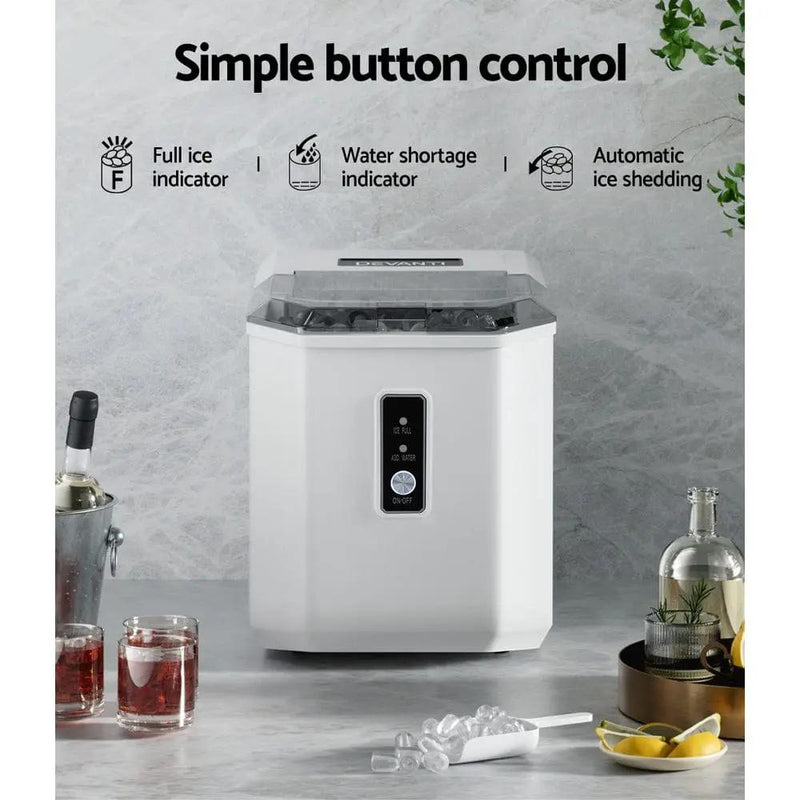 Devanti 12kg Ice Maker Machine Portable Ice Cube Tray Bar Countertop 2L Black by SportZone.co.nz