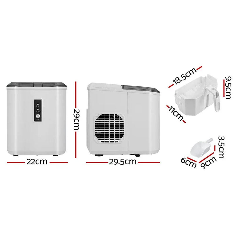 Devanti 12kg Ice Maker Machine Portable Ice Cube Tray Bar Countertop 2L Black by SportZone.co.nz