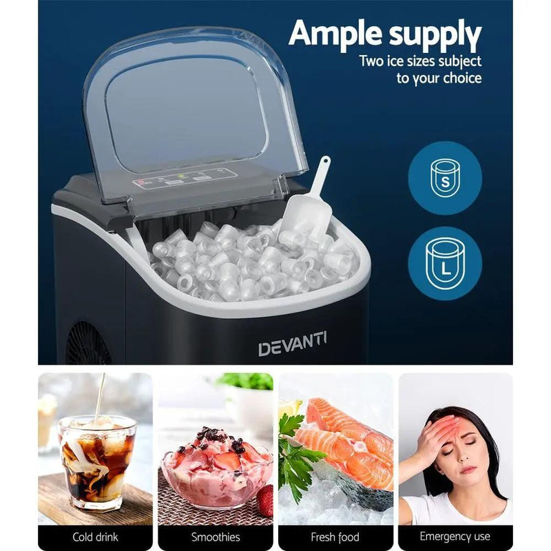 SportZone.co.nz Appliances > Kitchen Appliances > Ice Makers Devanti 12kg Ice Maker Machine w/Self Cleaning Black Devanti 12kg Ice Maker Machine w/Self Cleaning Black
